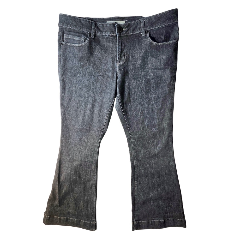 Mixit Womens Dark Wash Flare Jeans Size 16 Mid Rise Stretch Denim Wide Leg